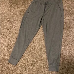 Under Armour Gray Sweatpants with Tapered Leg and Elastic Cuffs